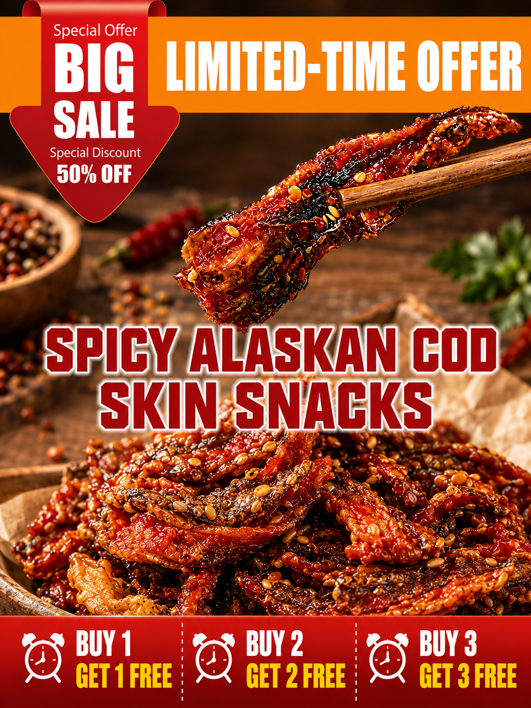 🌶️Premium Crispy Spicy Cod Skin Snack | Crunchy Seafood Chips-Lily